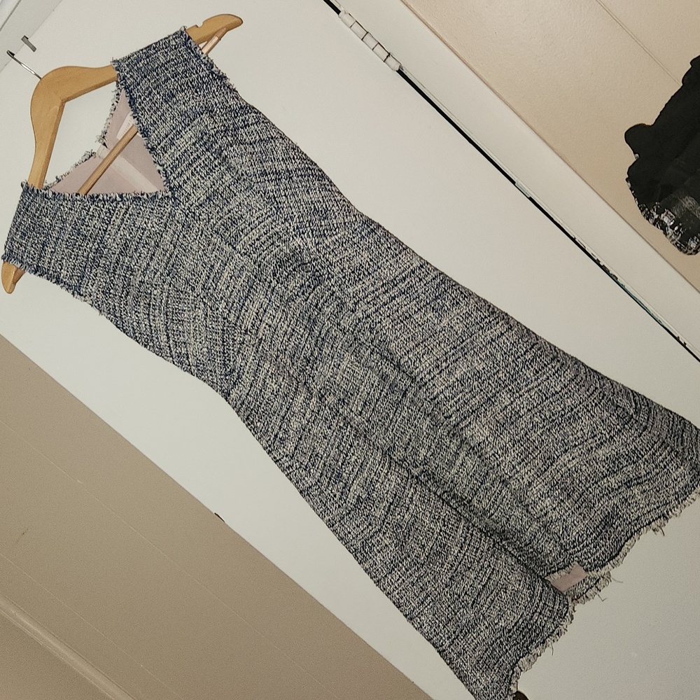 Rebecca Taylor blue fit and flare tweed dress size 0.